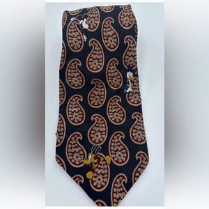 Disney Store Men's Tie 100 % Silk Made In Korea Mickey Donald Pluto Goofy
